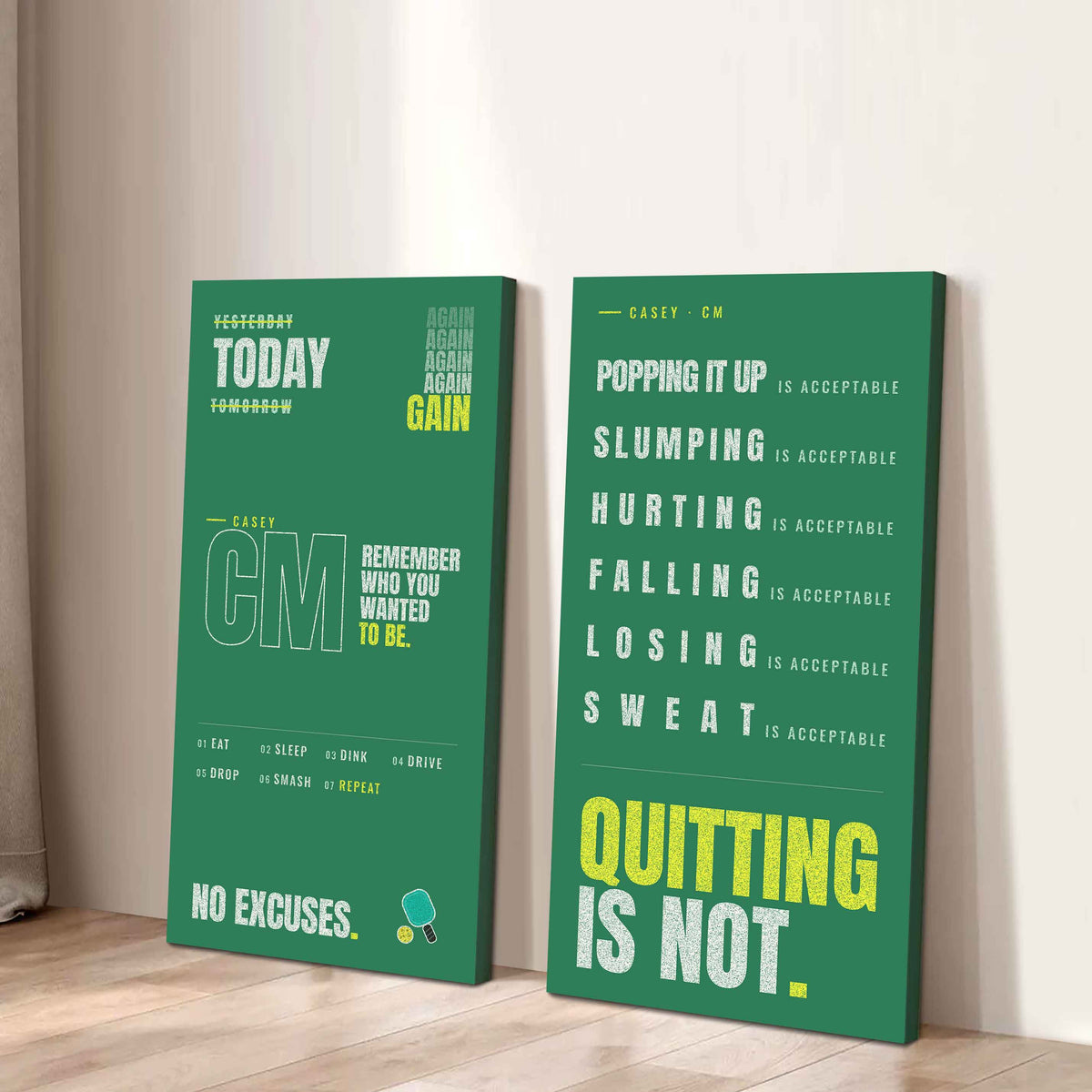 Personalized Sport Poster Again Again Again Quitting Is Not - 2 Piece Canvas Wall Art Black Floating