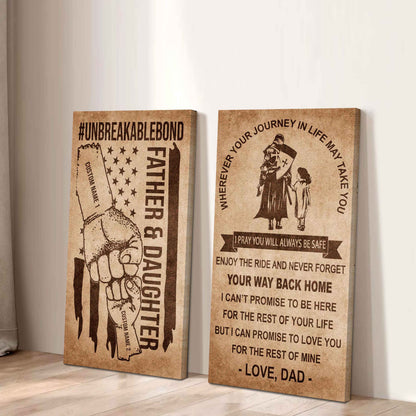 Father And Daughter UnBreakable Bond - 2 Piece Canvas Wall Art Black Floating Frame - Never Forget Your Way Back Home