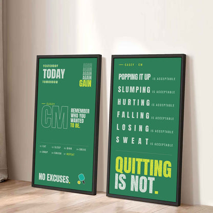 Personalized Sport Poster Again Again Again Quitting Is Not - 2 Piece Canvas Wall Art Black Floating
