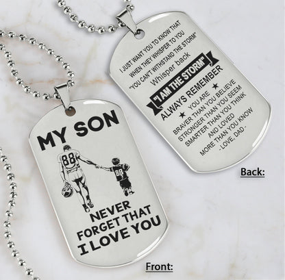 DRB Personalized Double Sided Dog Tag To My Son Never Forget That I Love You - Whisper Back I'm The Storm