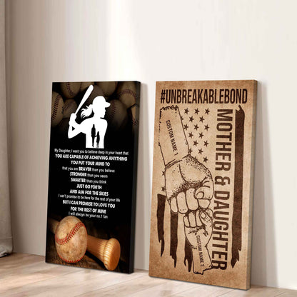 Mother And Daughter UnBreakable Bond - 2 Piece Canvas Wall Art - That You Are Braver Than You Believe And Loved More Than You Know