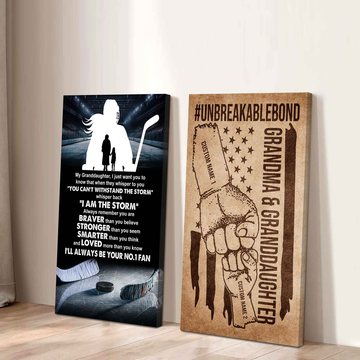 Grandma And Granddaughter UnBreakable Bond - 2 Piece Canvas Wall Art - Whisper Back I'm The Storm