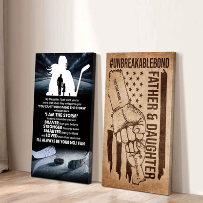 Father And Daughter UnBreakable Bond - 2 Piece Canvas Wall Art - Whisper Back I'm The Storm