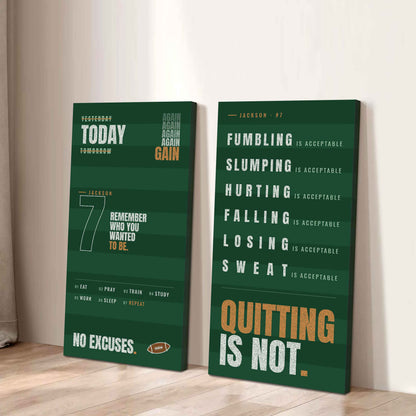 Personalized Sport Poster Again Again Again Quitting Is Not - 2 Piece Canvas Wall Art Black Floating