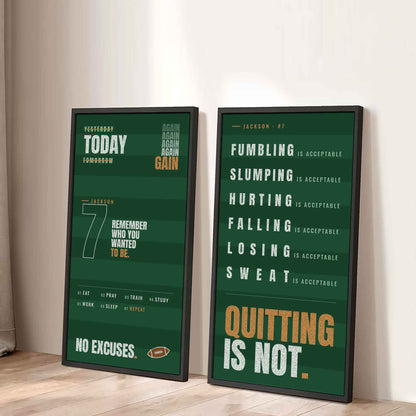 Personalized Sport Poster Again Again Again Quitting Is Not - 2 Piece Canvas Wall Art Black Floating