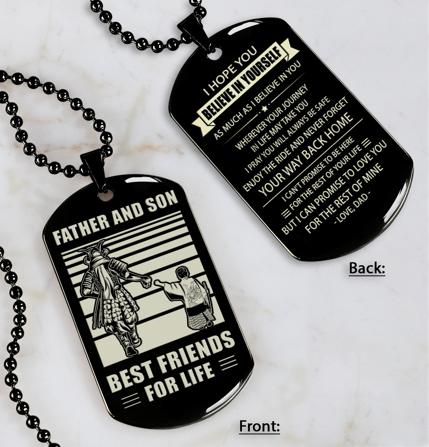 WBH-Personalized Double Sided Dog Tag Father And Son Best Friends For Life - Message on the back side