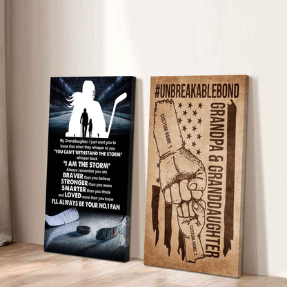 Grandpa And Granddaughter UnBreakable Bond - 2 Piece Canvas Wall Art - Whisper Back I'm The Storm