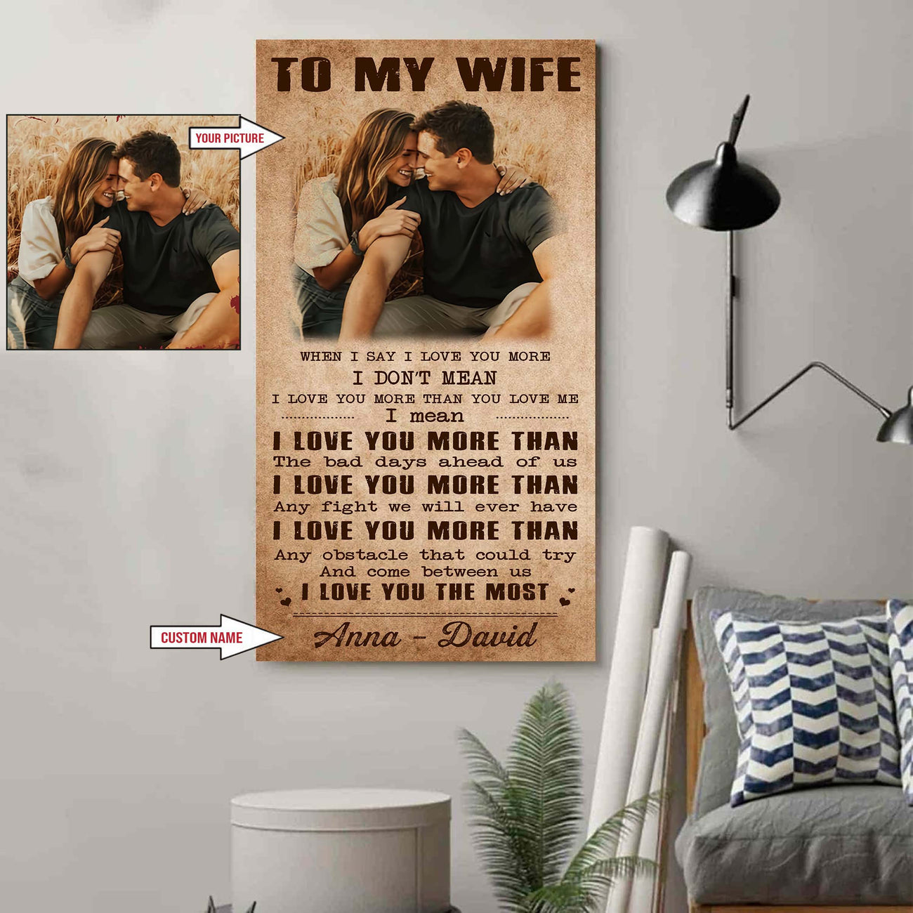 DRB VGT- Poster Canvas To My Wife When I Say I Love You More - I Love You The Most Gift For Your Wife