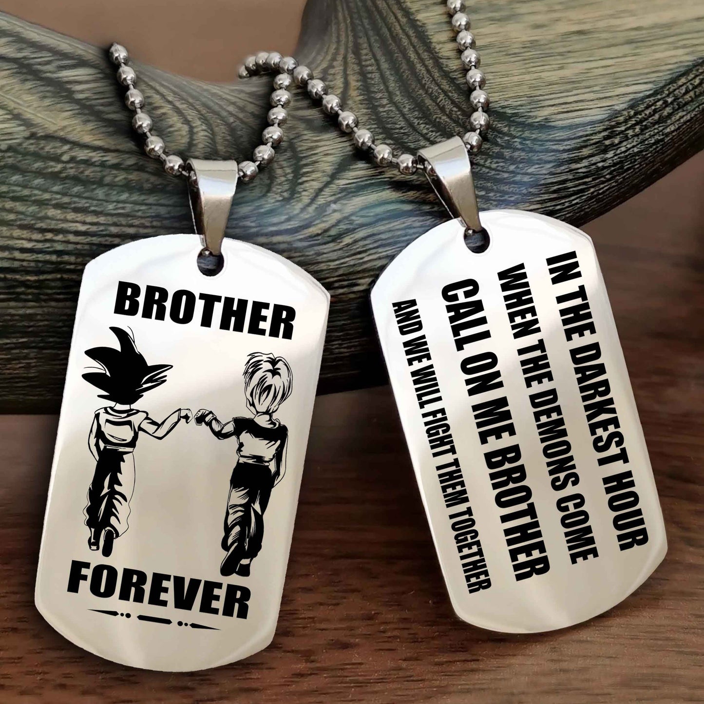 Viking Engraved Double Sided Dog Tag Call On Me Brother NAG Brothers Forever We Will Fight Them Together
