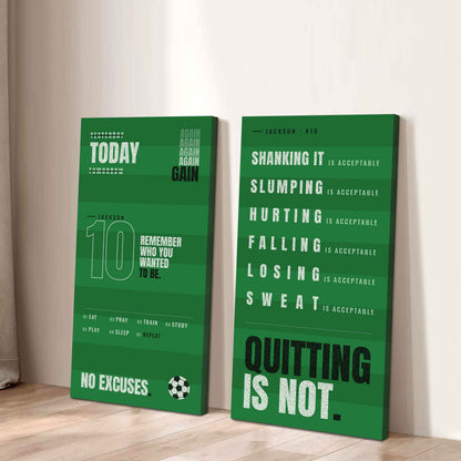 Personalized Sport Poster Again Again Again Quitting Is Not - 2 Piece Canvas Wall Art Black Floating