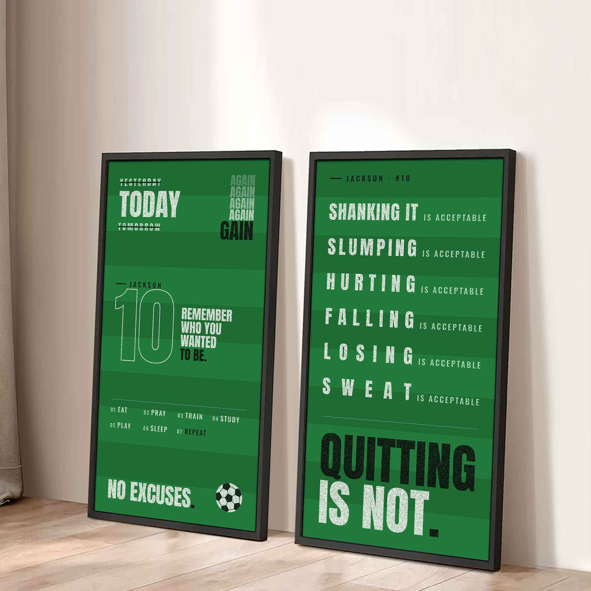 Personalized Sport Poster Again Again Again Quitting Is Not - 2 Piece Canvas Wall Art Black Floating