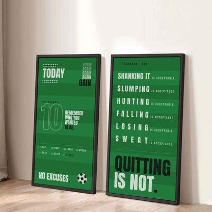 Personalized Sport Poster Again Again Again Quitting Is Not - 2 Piece Canvas Wall Art Black Floating