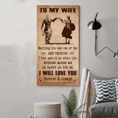 Family Poster Canvas To My Wife Marrying You Was One Of The Best Decisions - I Will Love You Forever And Always Gift For Your Wife