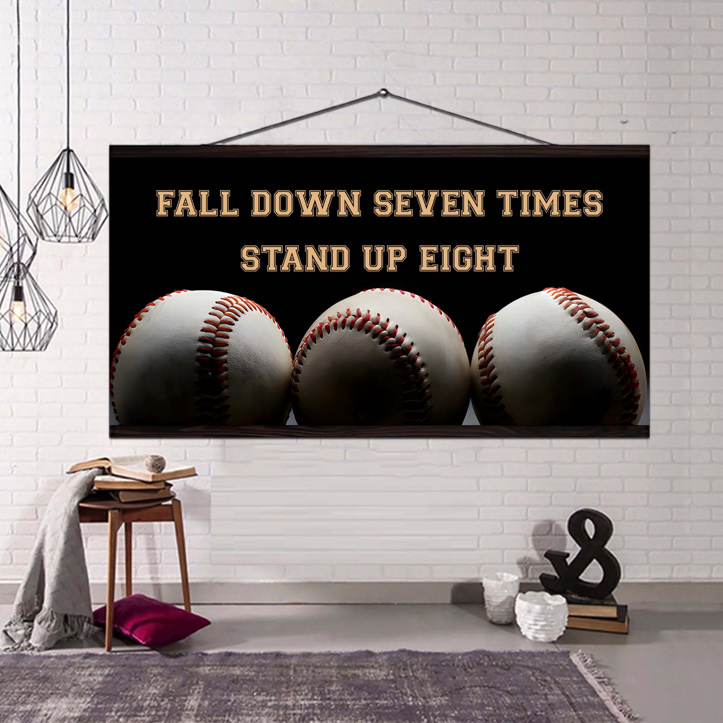 Soccer poster canvas fall down seven times stand up eight