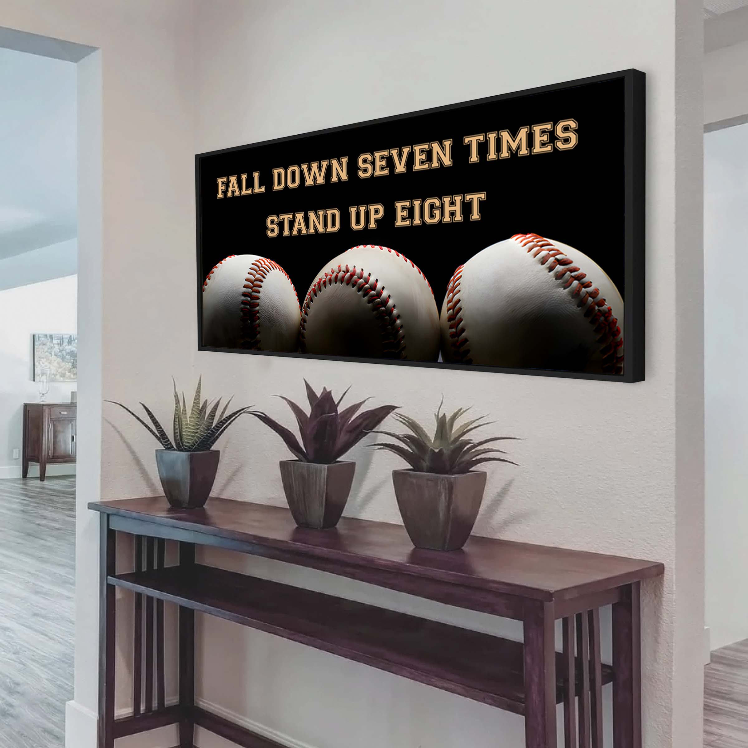 Baseball poster canvas fall down seven times stand up eight