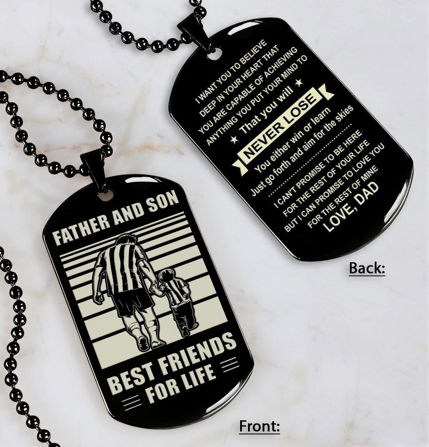 Basketball ANY Personalized Double Sided Dog Tag Father And Son Best Friends For Life - Message on the back side