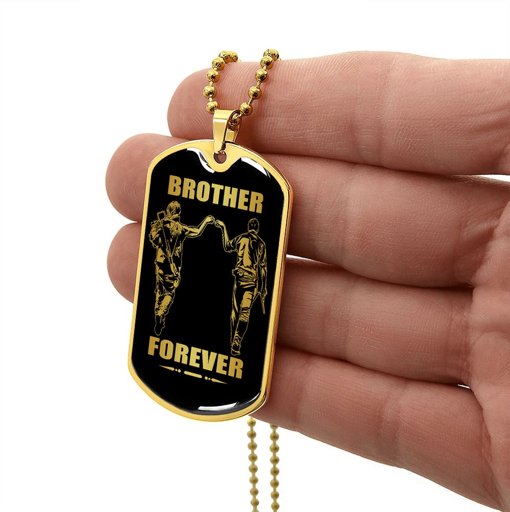 DRF-Military Chain (18K Gold Plated)-gifts from brother, n the darkest hour, When the demons come call on me brother and we will fight them together