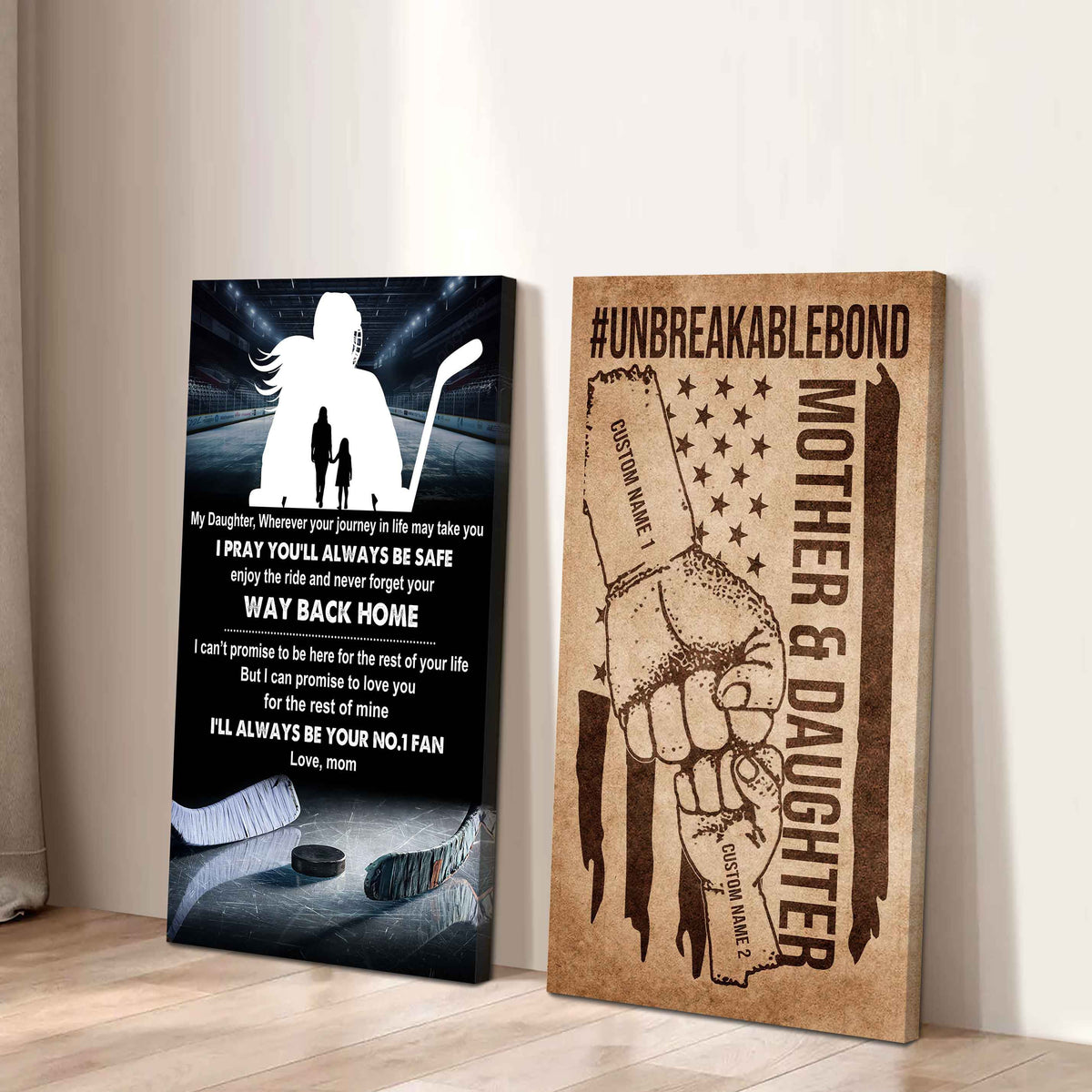 Mom And Daughter UnBreakable Bond - 2 Piece Canvas Wall Art - Never Forget Your Way Back Home