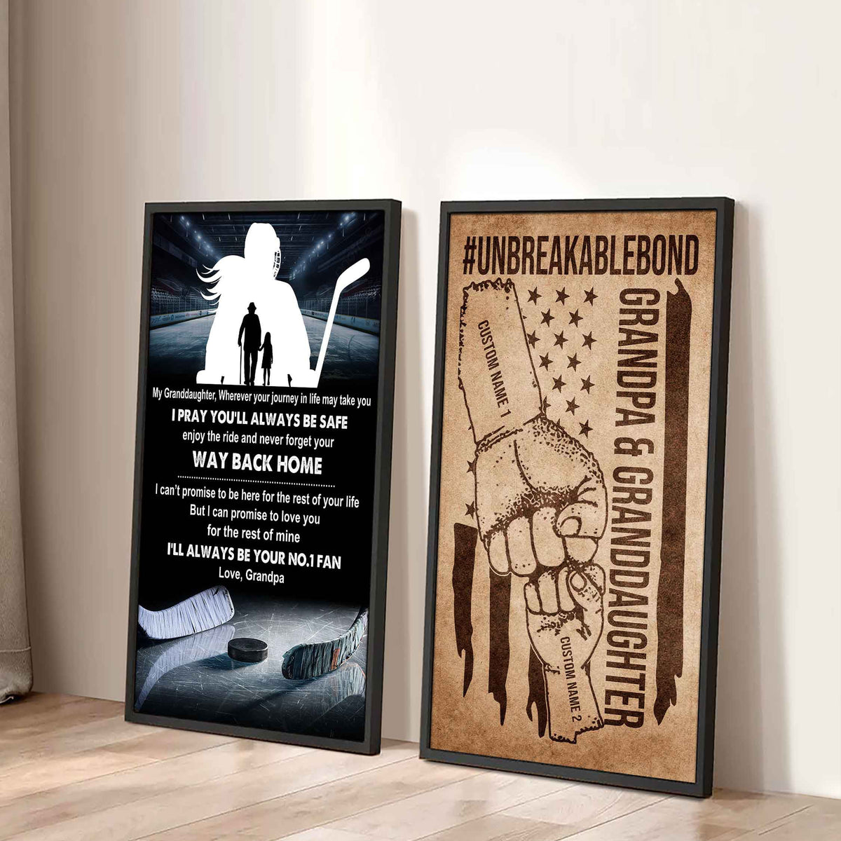 Grandpa And Granddaughter UnBreakable Bond - 2 Piece Canvas Wall Art - Never Forget Your Way Back Home