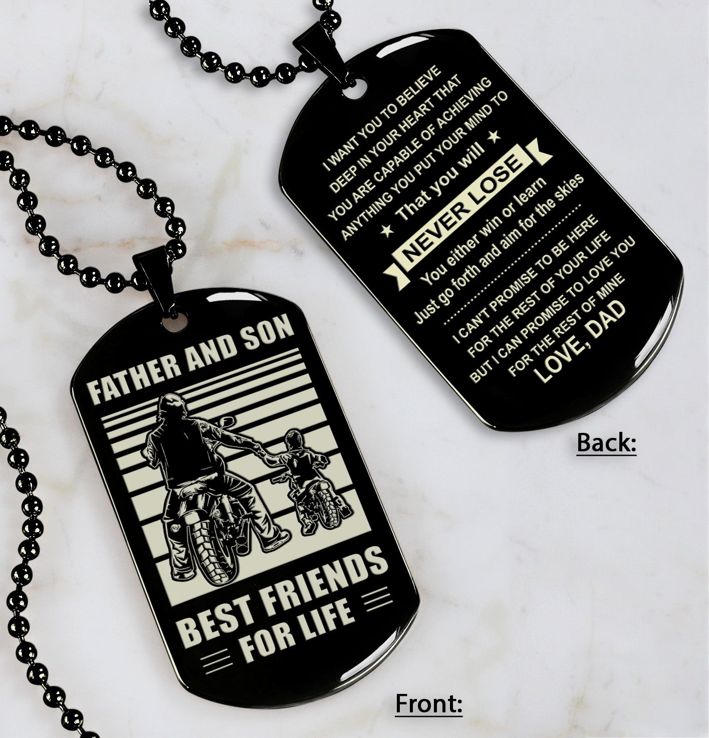 VC Personalized Double Sided Dog Tag Father And Son Best Friends For Life - Message on the back side