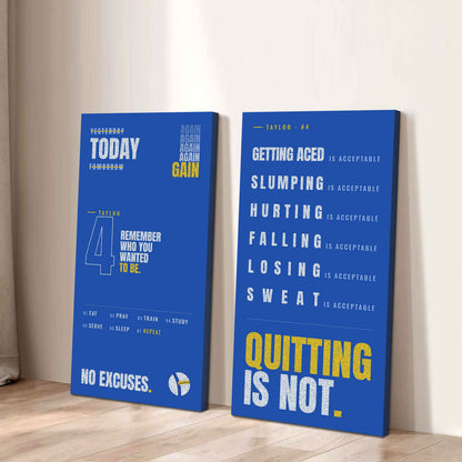 Personalized Sport Poster Again Again Again Quitting Is Not - 2 Piece Canvas Wall Art Black Floating