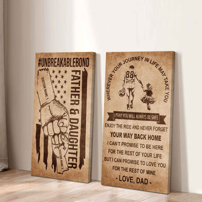 Father And Daughter UnBreakable Bond - 2 Piece Canvas Wall Art Black Floating Frame - Never Forget Your Way Back Home