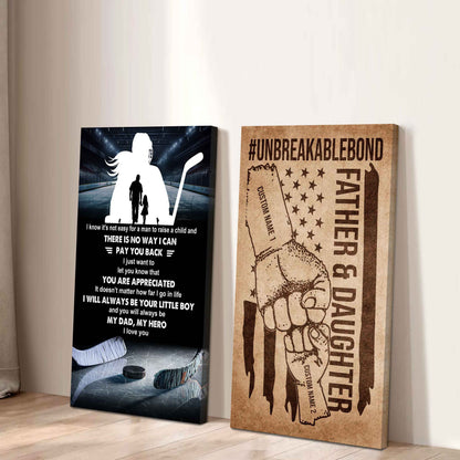 To My Dad UnBreakable Bond - 2 Piece Canvas Wall Art - I Know It's Not Easy To Raise
