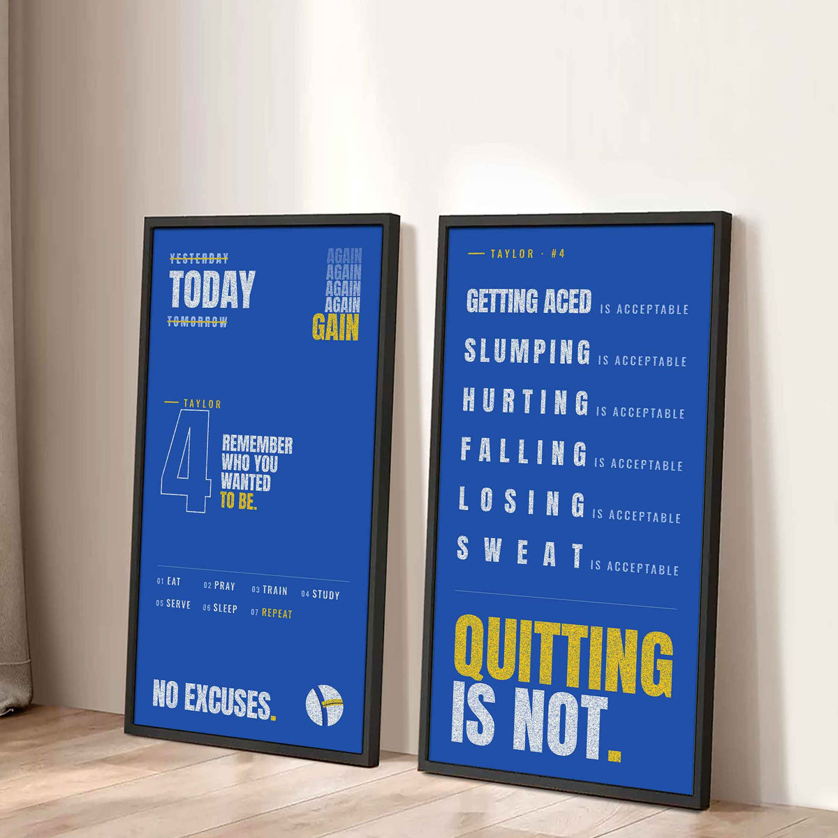 Personalized Sport Poster Again Again Again Quitting Is Not - 2 Piece Canvas Wall Art Black Floating