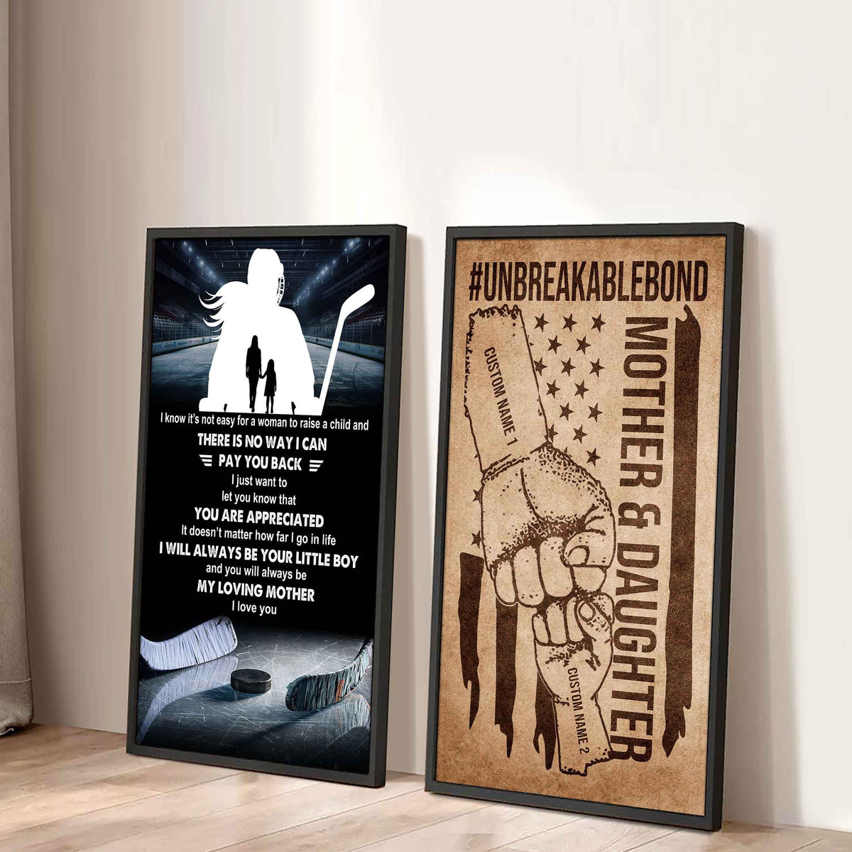 To My Mom From Daughter UnBreakable Bond - 2 Piece Canvas Wall Art - I Know It's Not Easy To Raise