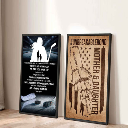 To My Mom From Daughter UnBreakable Bond - 2 Piece Canvas Wall Art - I Know It's Not Easy To Raise