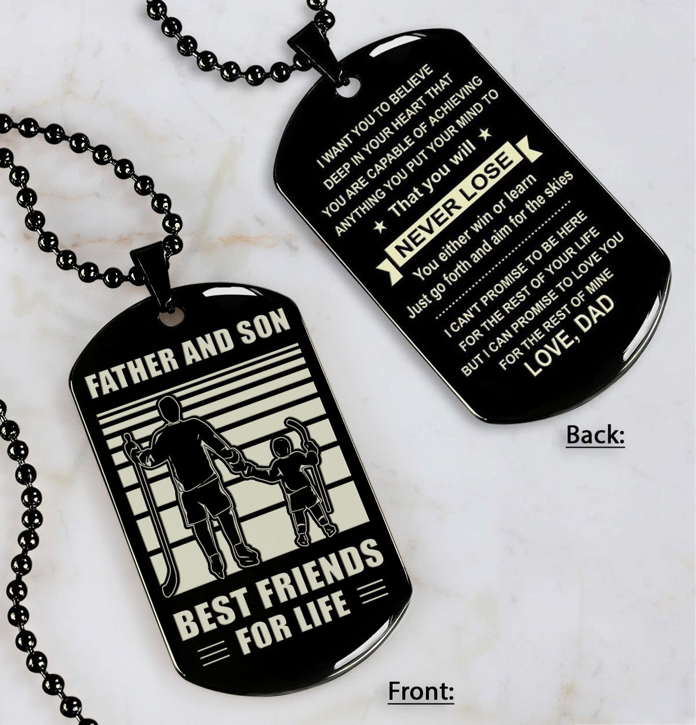 Basketball STO Personalized Double Sided Dog Tag Father And Son Best Friends For Life - Message on the back side