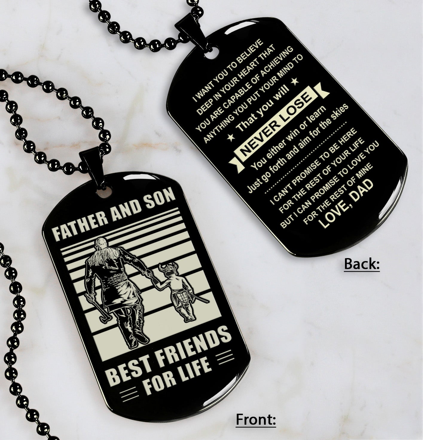 STO-Personalized Double Sided Dog Tag Father And Son Best Friends For Life - Message on the back side