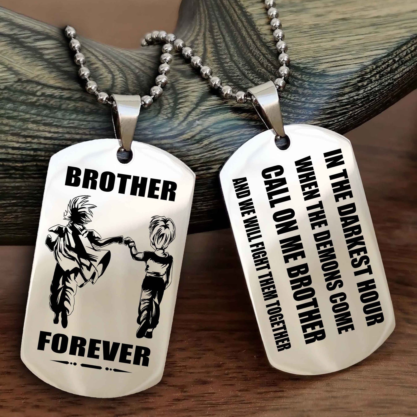 Viking Engraved Double Sided Dog Tag Call On Me Brother NAG Brothers Forever We Will Fight Them Together