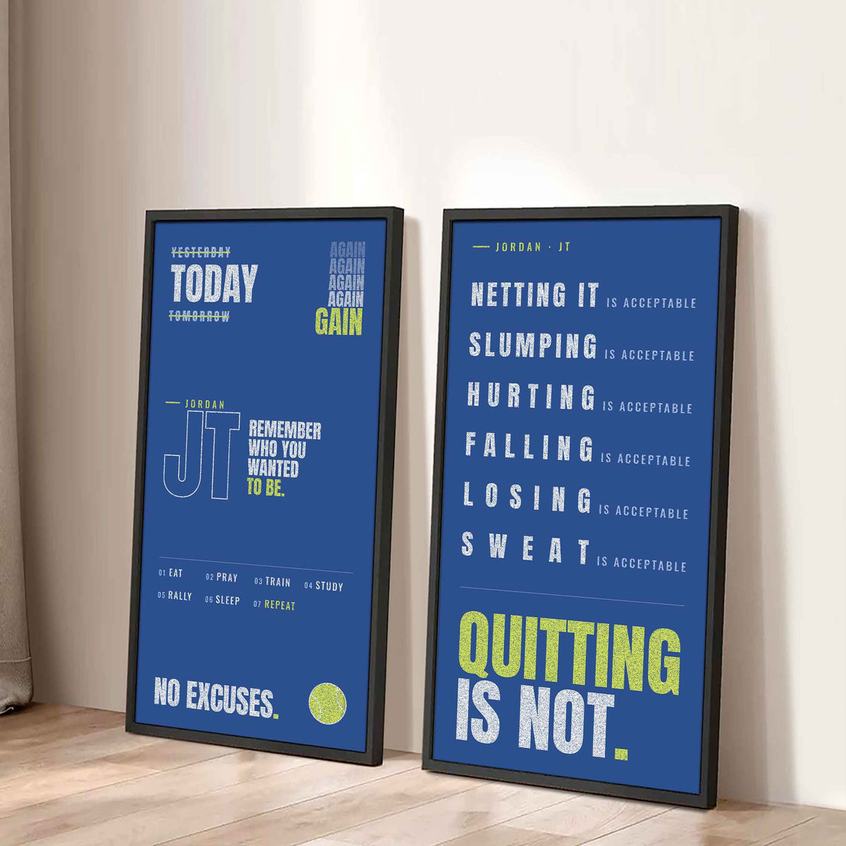 Personalized Sport Poster Again Again Again Quitting Is Not - 2 Piece Canvas Wall Art Black Floating