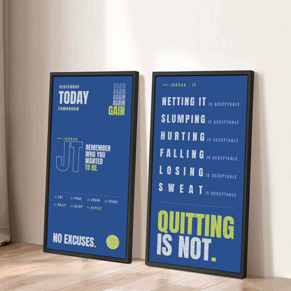 Personalized Sport Poster Again Again Again Quitting Is Not - 2 Piece Canvas Wall Art Black Floating