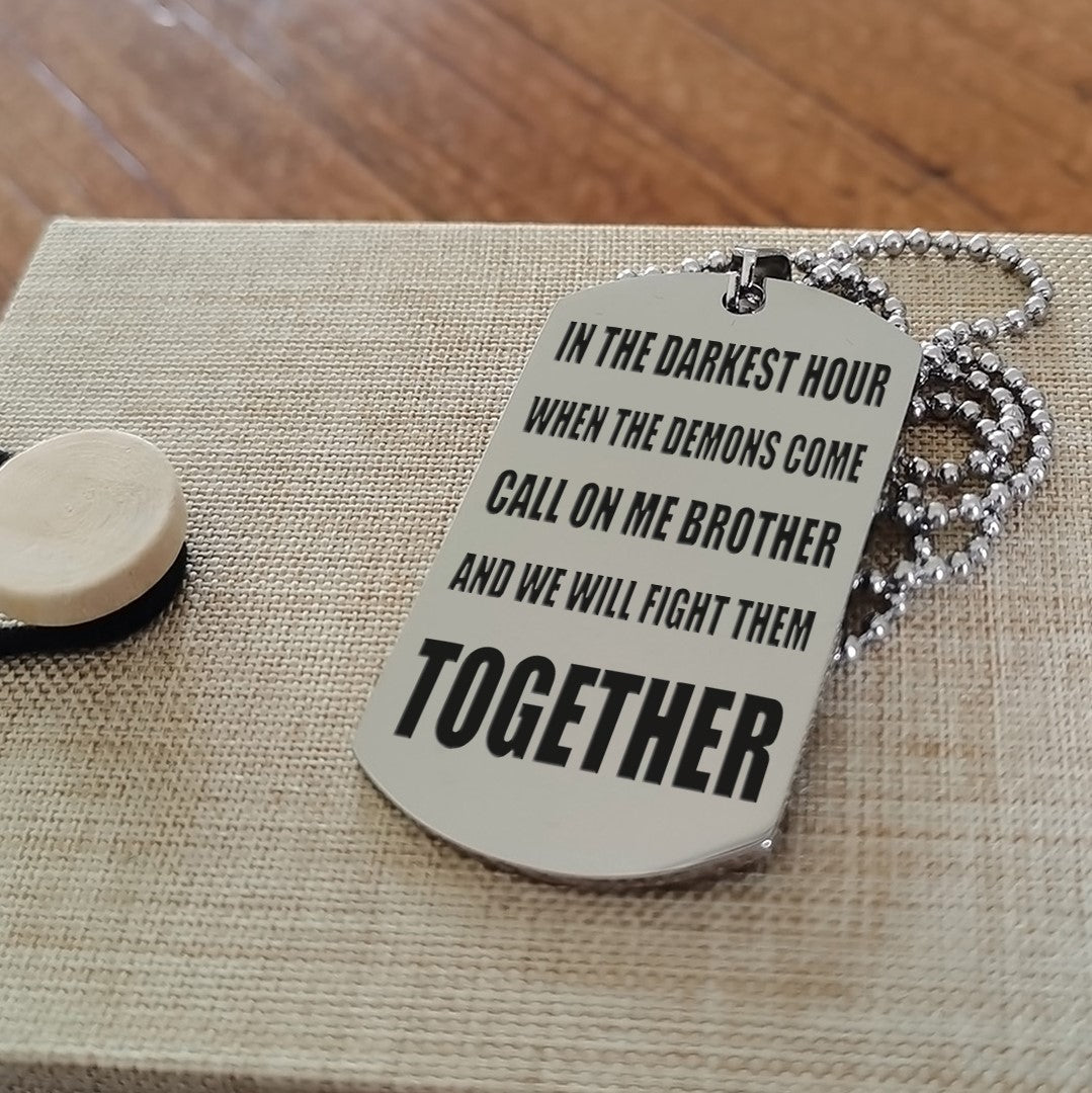 Soldier customizable engraved black dog tag double sided gift from brother, brother forever