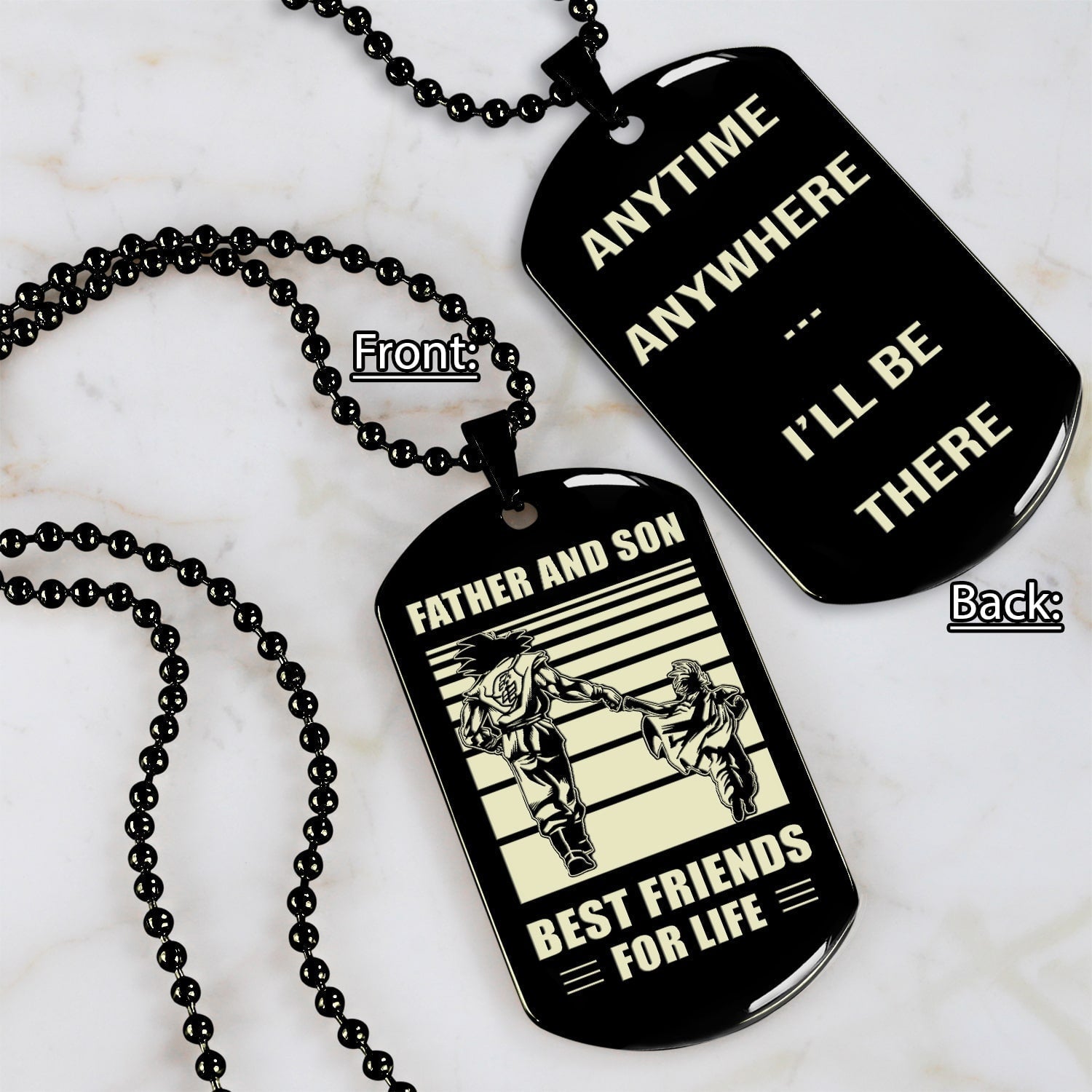 GNVL Personalized Double Sided Dog Tag Father And Son Best Friends For Life - Message on the back side