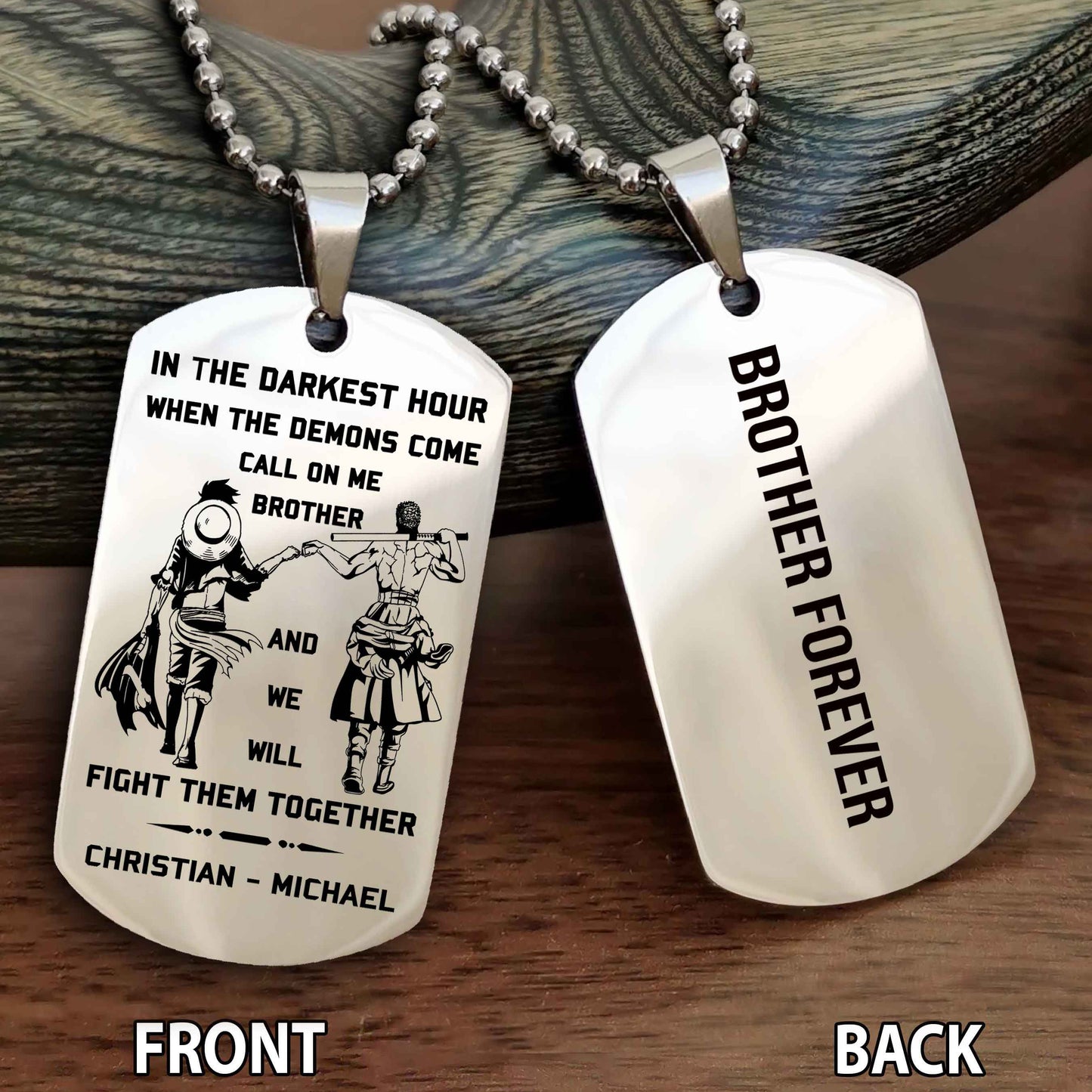 OP Personalized Double Side Dog Tag Brother Forever Gift For Your Brother