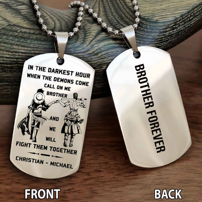 OP Personalized Double Side Dog Tag Brother Forever Gift For Your Brother