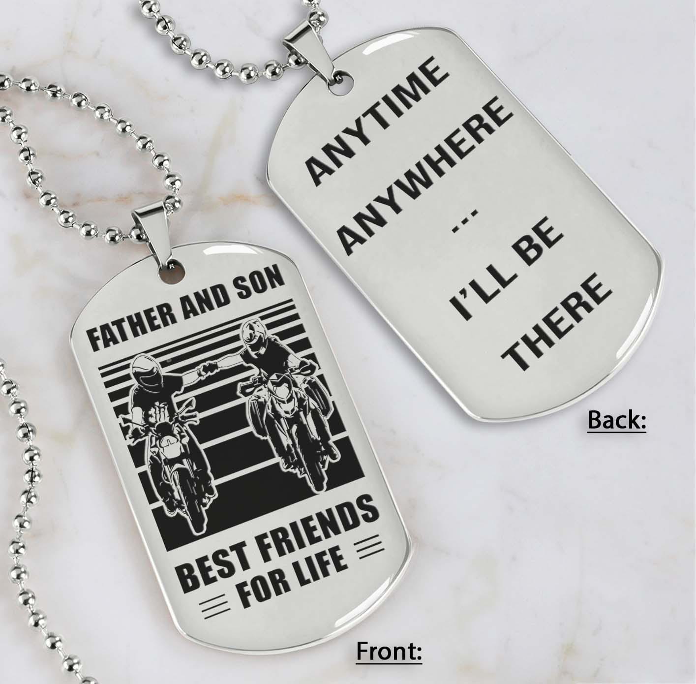 Silver Version Personalized Double Sided Dog Tag Father And Son Best Friends For Life - Message on the back side