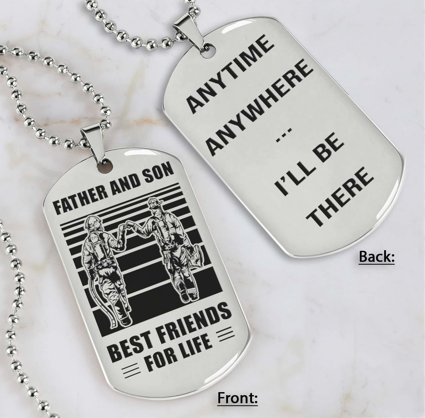 Silver Version Personalized Double Sided Dog Tag Father And Son Best Friends For Life - Message on the back side