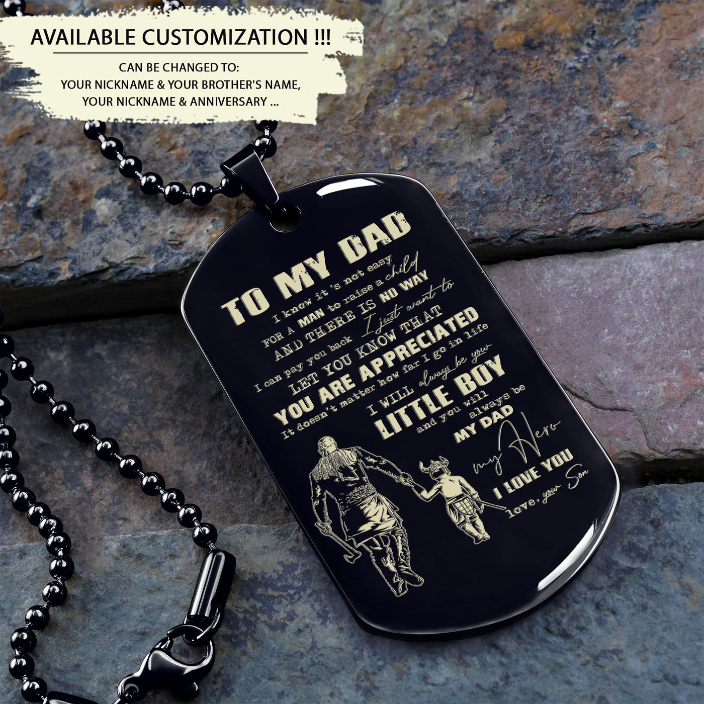 To My Dad One Side Engrave Dog Tag Gift For Your Dad Your Father