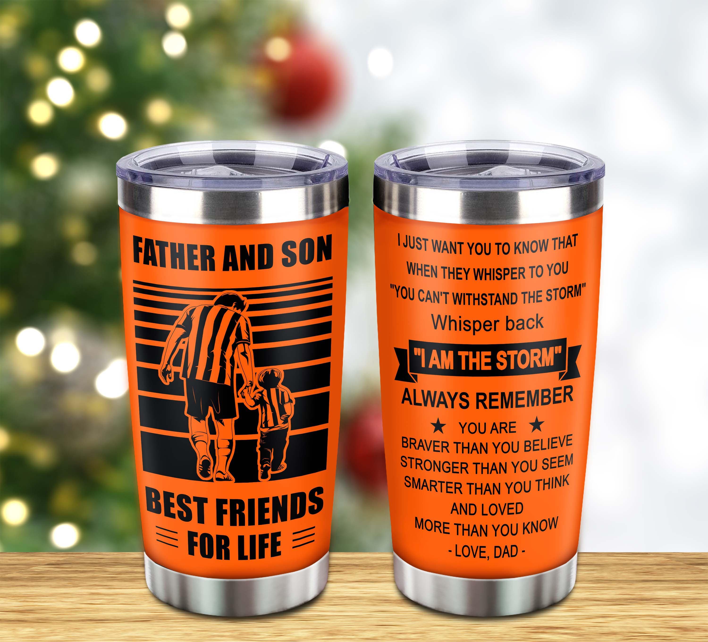 Customizable Baseball Tumbler, Gifts From Dad To Son Father And Son Best Friend For Life With Inspriration Message