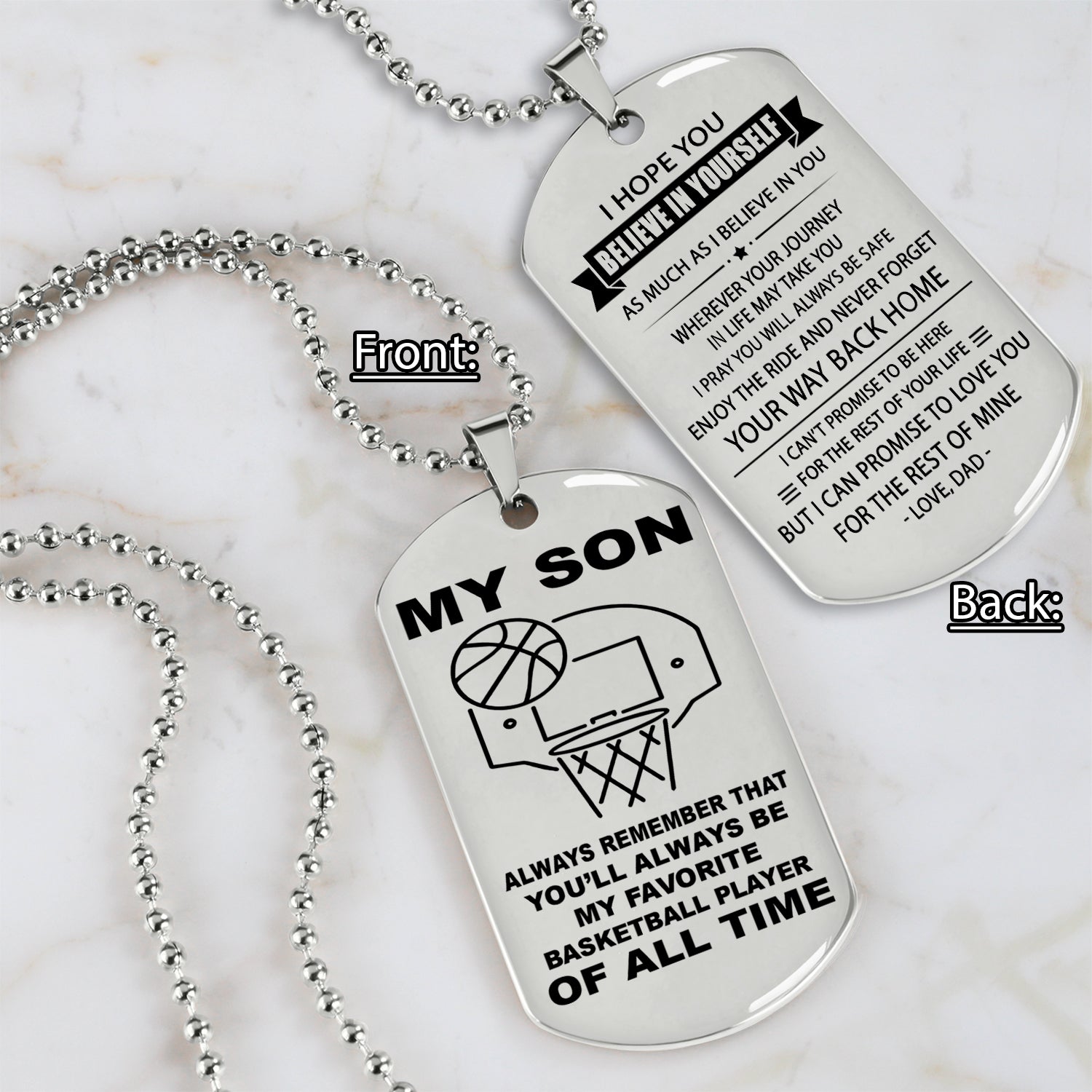 Customizable basketball dog tag, gifts from dad mom to son- It is not about better than someone else, It is about being better than you were the day before, Be strong be brave be humble