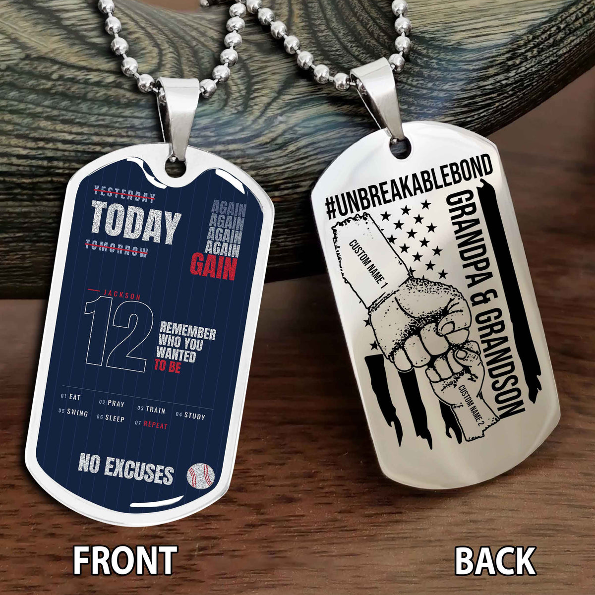 Personalized Double Side Graphic Dog Tag Grandpa And Grandson Remember Who You Wanted To Be
