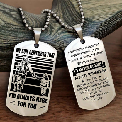 Viking Personalized Double Sided Dog Tag My Son Remember That I Will Always Here Whisper Back I Am The Storm