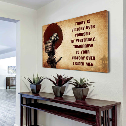 Viking Poster Canvas Today Is Victory Over Yourself Of Yesterday Best Gift With Motivation Quotes