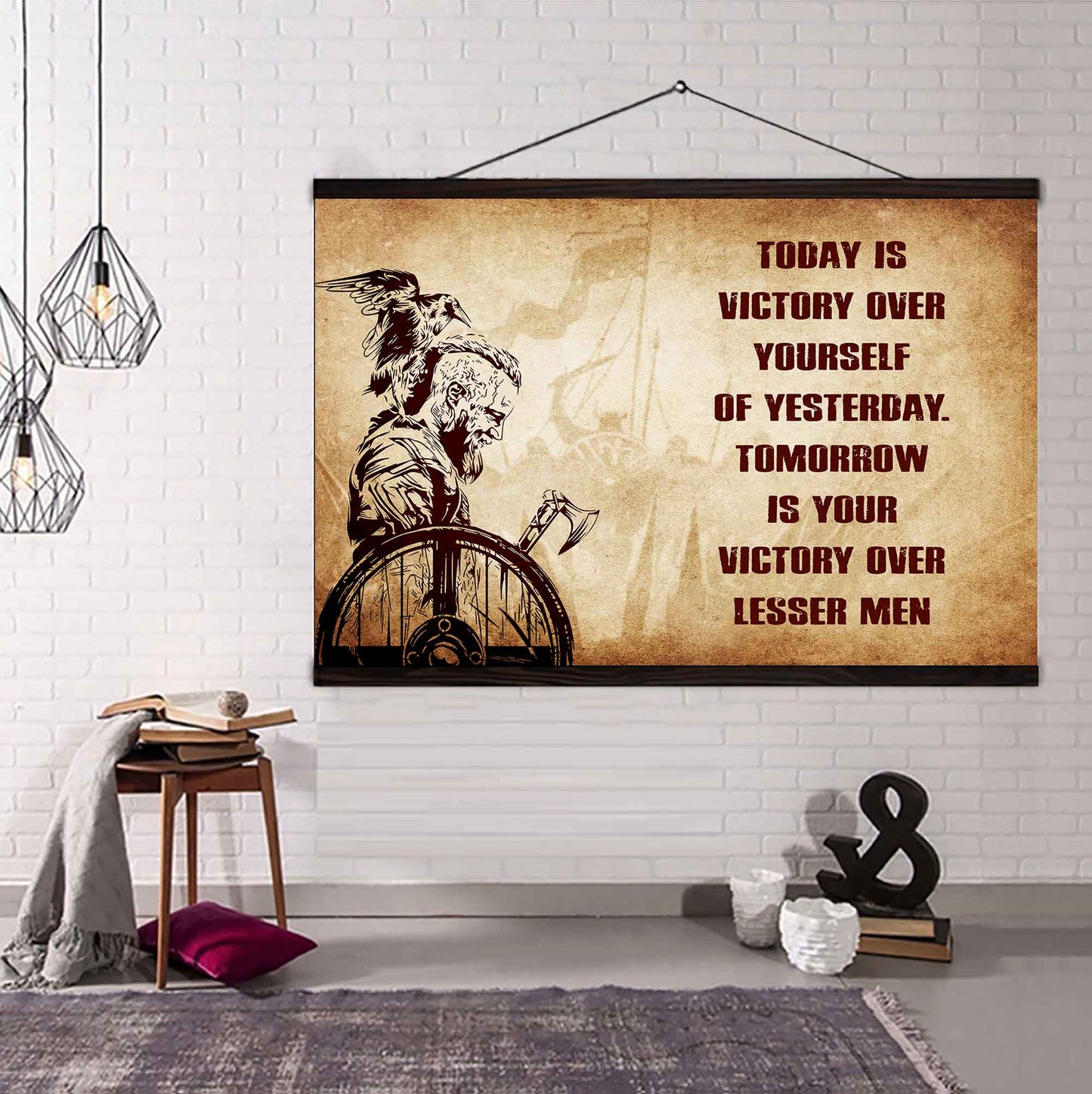 Viking Poster Canvas Today Is Victory Over Yourself Of Yesterday Best Gift With Motivation Quotes