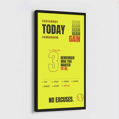 Sport Personalized Poster Canvas Remember Who You Wanted To Be Today Again Again Again Gain