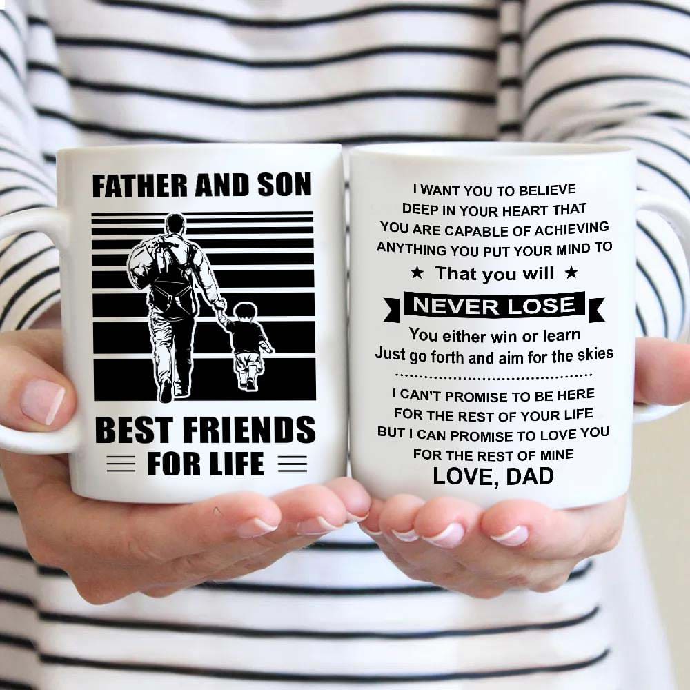 Basketball Be strong-Personalized Mug Father And Son Best Friends For Life - Message on the back side